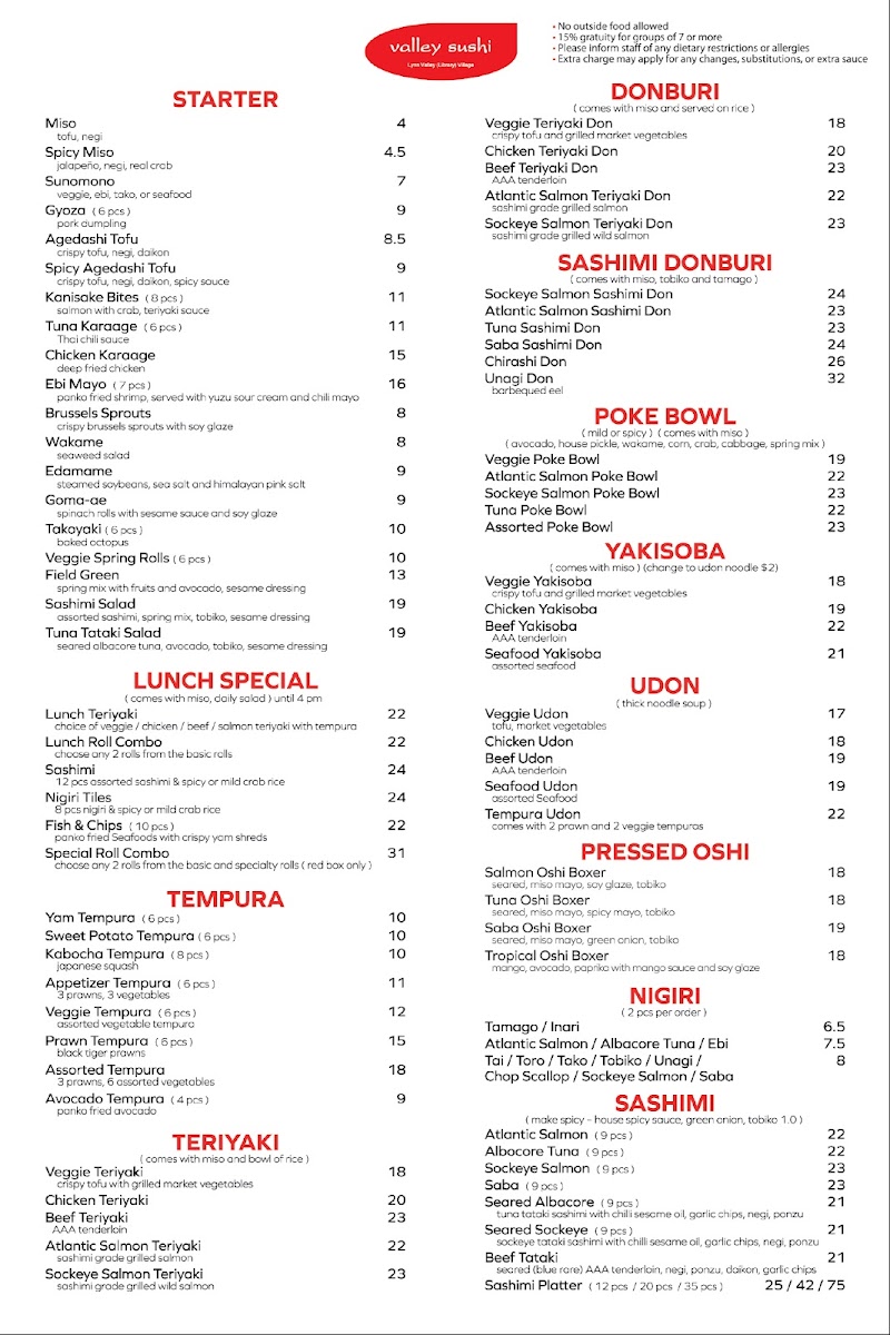 Menu Valley Sushi-1